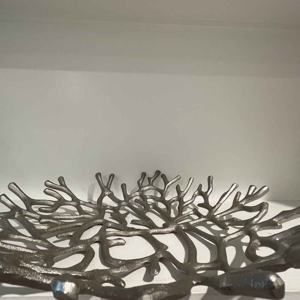 Abstract Display Metal Art Bowl Coastal Coral Reef Beach Home Decor Large - Picture 9 of 10